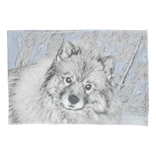 Keeshond Beth Painting - Cute Original Dog Art Kussensloop (Voorkant)