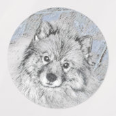Keeshond Beth Painting - Cute Original Dog Art Labels (Design 2)