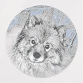 Keeshond Beth Painting - Cute Original Dog Art Labels (Design 1)