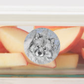 Keeshond Beth Painting - Cute Original Dog Art Labels (Aangebracht)