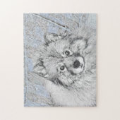 Keeshond Beth Painting - Cute Original Dog Art Legpuzzel (Verticaal)