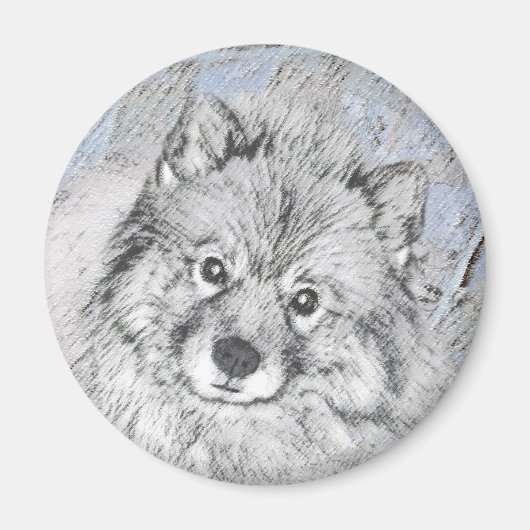 Keeshond Beth Painting - Cute Original Dog Art Magneet (Voorkant)