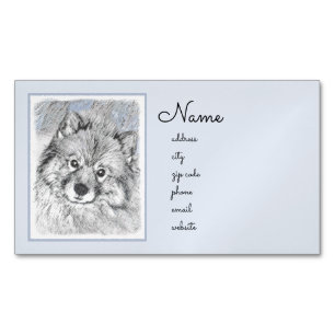 Keeshond Beth Painting - Cute Original Dog Art Magnetisch Visitekaartje