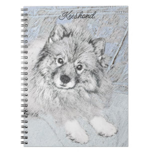 Keeshond Beth Painting - Cute Original Dog Art Notitieboek