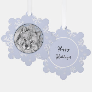 Keeshond Beth Painting - Cute Original Dog Art Ornament Kaart