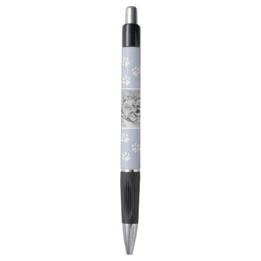 Keeshond Beth Painting - Cute Original Dog Art Pen (Voorkant Verticaal)