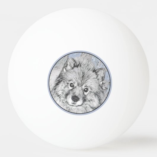 Keeshond Beth Painting - Cute Original Dog Art Pingpongbal (Voorkant)