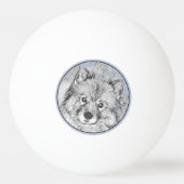 Keeshond Beth Painting - Cute Original Dog Art Pingpongbal (Achterkant)