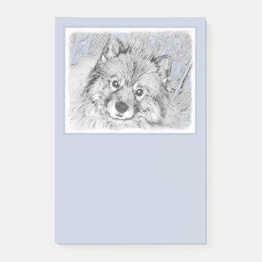 Keeshond Beth Painting - Cute Original Dog Art Post-it® Notes (Voorkant)