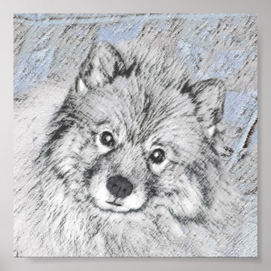 Keeshond Beth Painting - Cute Original Dog Art Poster (Voorkant)