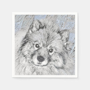 Keeshond Beth Painting - Cute Original Dog Art Servet
