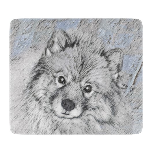 Keeshond Beth Painting - Cute Original Dog Art Snijplank (Voorkant)