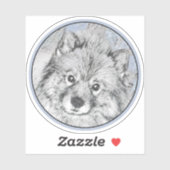Keeshond Beth Painting - Cute Original Dog Art Sticker (Vel)