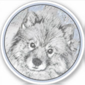 Keeshond Beth Painting - Cute Original Dog Art Sticker (Voorkant)
