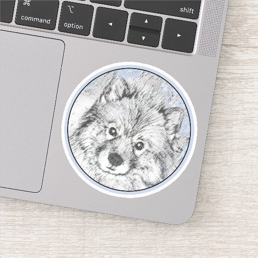 Keeshond Beth Painting - Cute Original Dog Art Sticker (Detail)