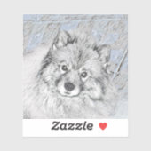 Keeshond Beth Painting - Cute Original Dog Art Sticker (Vel)