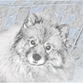 Keeshond Beth Painting - Cute Original Dog Art Sticker (Voorkant)
