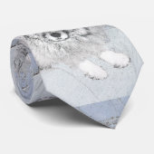 Keeshond Beth Painting - Cute Original Dog Art Stropdas (Opgerold)