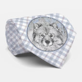 Keeshond Beth Painting - Cute Original Dog Art Stropdas (Opgerold)