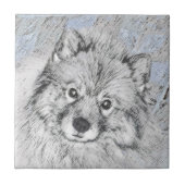 Keeshond Beth Painting - Cute Original Dog Art Tegeltje (Voorkant)