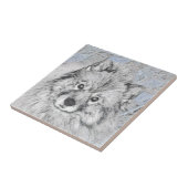 Keeshond Beth Painting - Cute Original Dog Art Tegeltje (Zijkant)