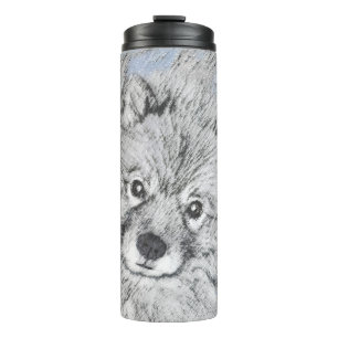 Keeshond Beth Painting - Cute Original Dog Art Thermosbeker