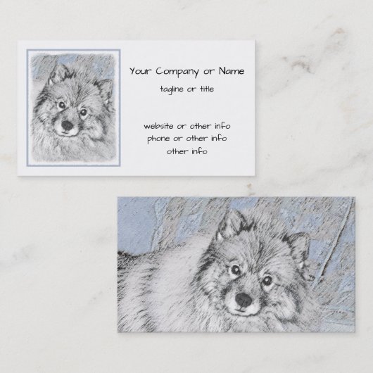 Keeshond Beth Painting - Cute Original Dog Art Visitekaartje (Voorkant / Achterkant)