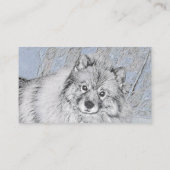 Keeshond Beth Painting - Cute Original Dog Art Visitekaartje (Achterkant)