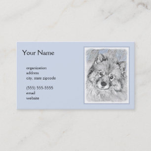 Keeshond Beth Painting - Cute Original Dog Art Visitekaartje
