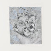 Keeshond Beth Painting - Cute Original Dog Art Wandkleed (Voorkant)