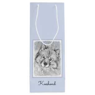 Keeshond Beth Painting - Cute Original Dog Art Wijn Cadeautas