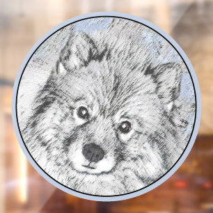 Keeshond Beth Schilderij - Schattige Originele Hon Raamsticker