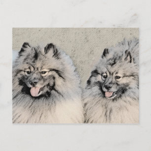Keeshond Brothers Painting - Original Dog Art Briefkaart