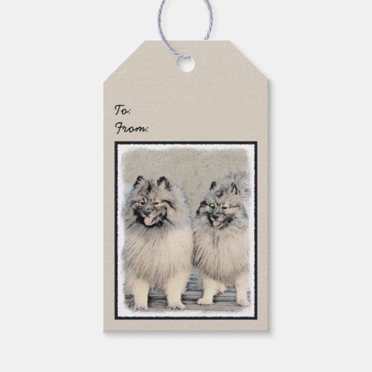 Keeshond Brothers Painting - Original Dog Art Cadeaulabel (Voorkant)