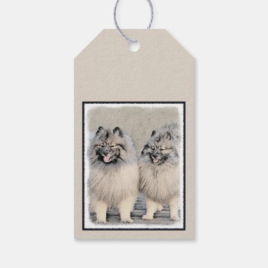Keeshond Brothers Painting - Original Dog Art Cadeaulabel (Achterkant)