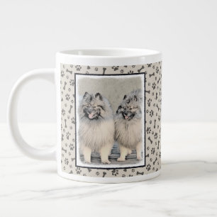 Keeshond Brothers Painting - Original Dog Art Grote Koffiekop