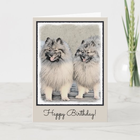 Keeshond Brothers Painting - Original Dog Art Kaart (Voorkant)
