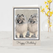 Keeshond Brothers Painting - Original Dog Art Kaart (Gele Bloem)