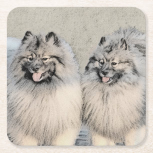 Keeshond Brothers Painting - Original Dog Art Kartonnen Onderzetters
