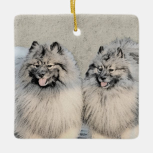 Keeshond Brothers Painting - Original Dog Art Keramisch Ornament