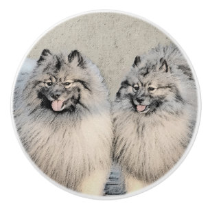 Keeshond Brothers Painting - Original Dog Art Keramische Knop