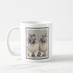 Keeshond Brothers Painting - Original Dog Art Koffiemok