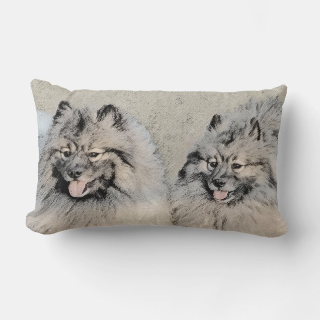 Keeshond Brothers Painting - Original Dog Art Kussen (Voorkant)
