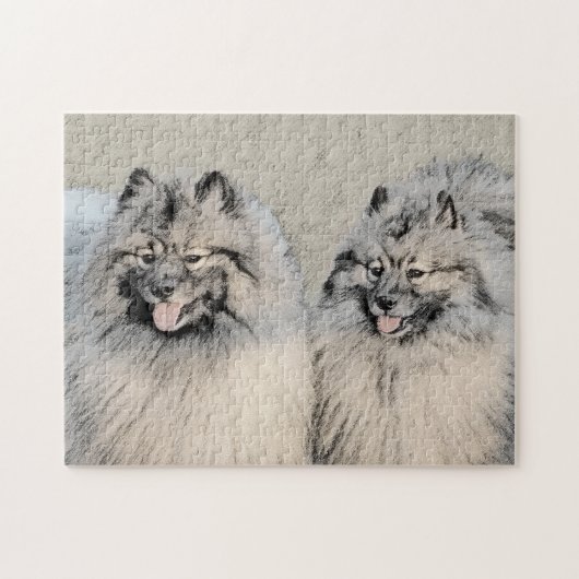 Keeshond Brothers Painting - Original Dog Art Legpuzzel (Horizontaal)