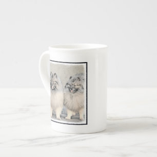 Keeshond Brothers Painting - Original Dog Art Porselein Kop