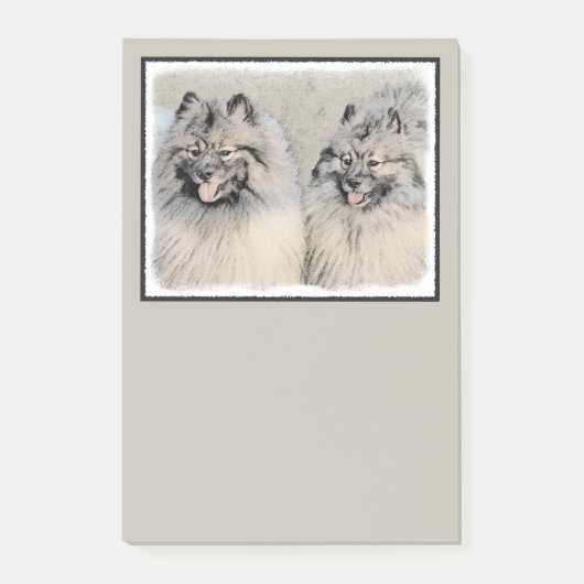 Keeshond Brothers Painting - Original Dog Art Post-it® Notes (Voorkant)