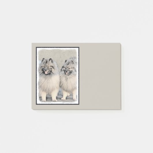 Keeshond Brothers Painting - Original Dog Art Post-it® Notes (Voorkant)