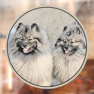 Keeshond Brothers Painting - Original Dog Art Raamsticker