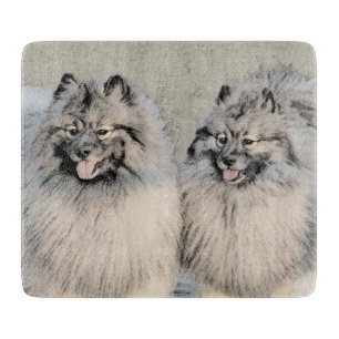 Keeshond Brothers Painting - Original Dog Art Snijplank