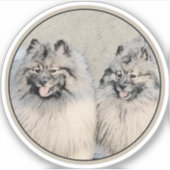 Keeshond Brothers Painting - Original Dog Art Sticker (Voorkant)